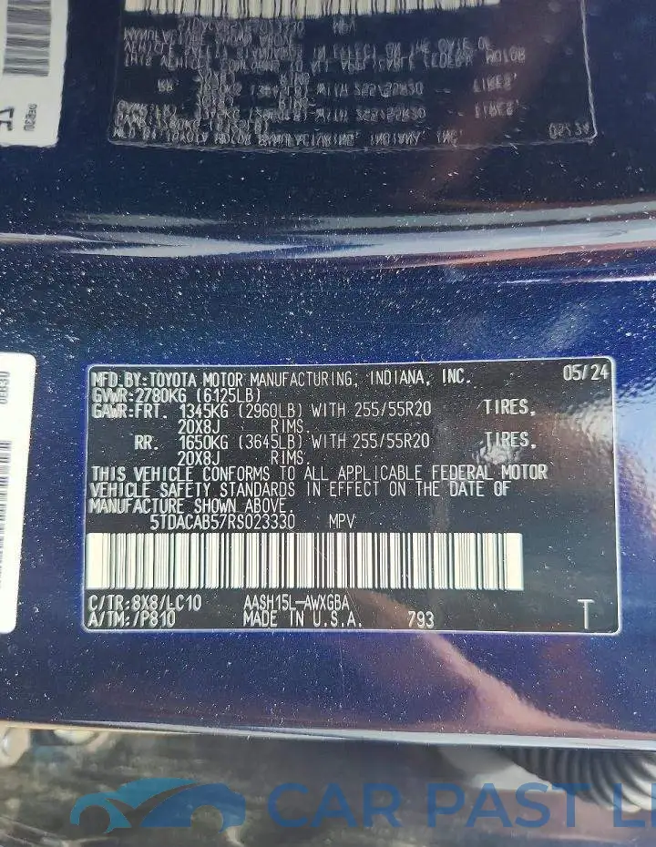 5TDACAB57RS023330# 13