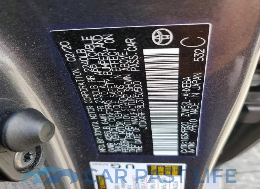 JTDKARFP8L3152500# 12