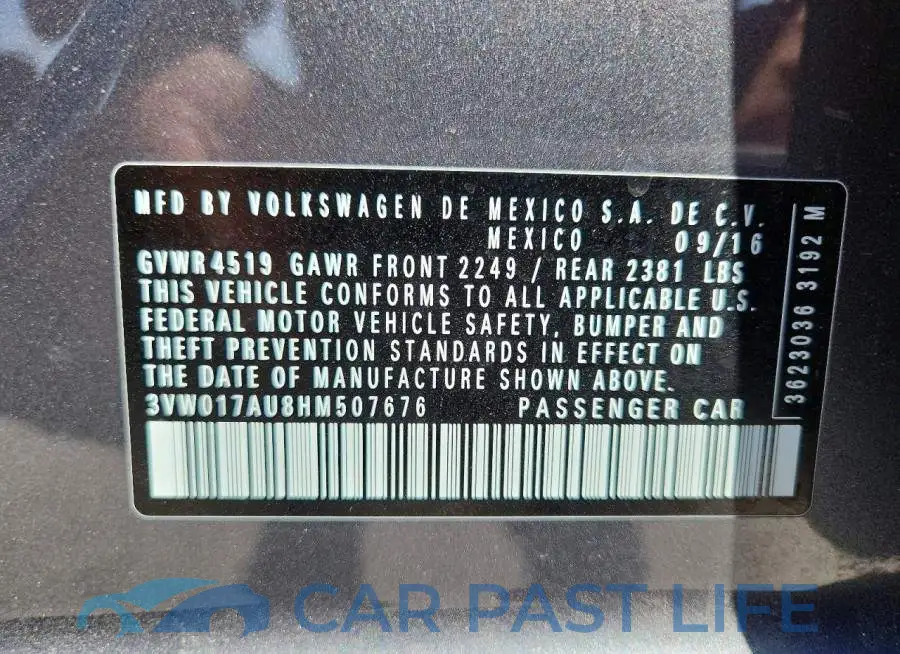3VW017AU8HM507676# 12
