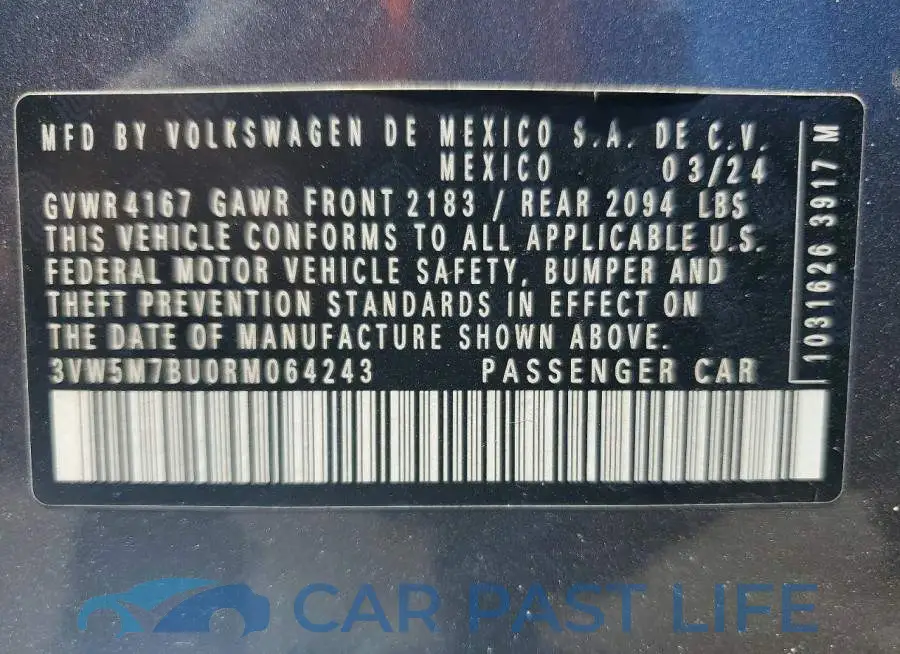 3VW5M7BU0RM064243# 12