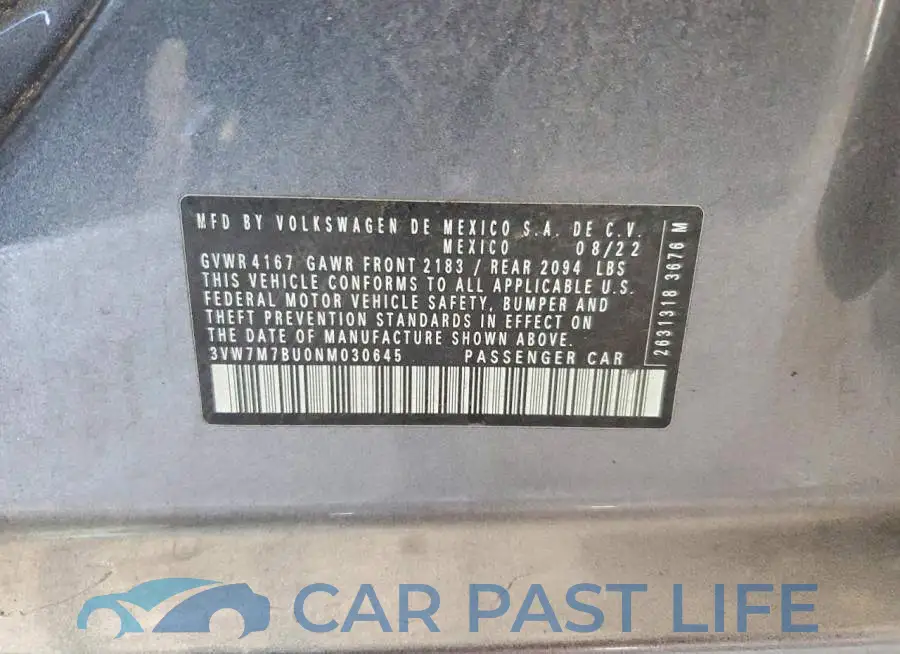 3VW7M7BU0NM030645# 13