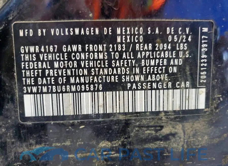 3VW7M7BU6RM095876# 12