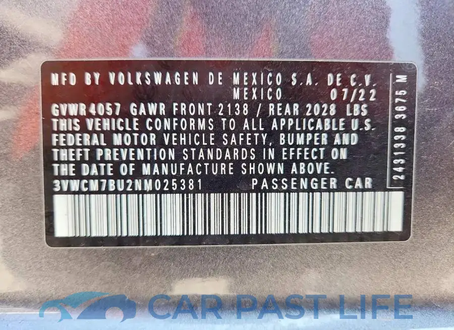 3VWCM7BU2NM025381# 12