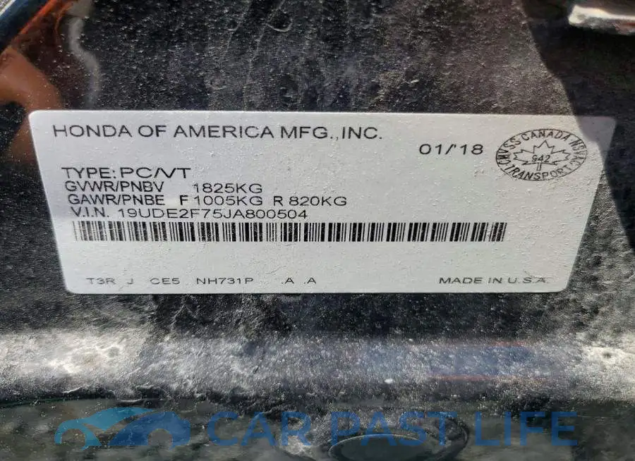 19UDE2F75JA800504# 12