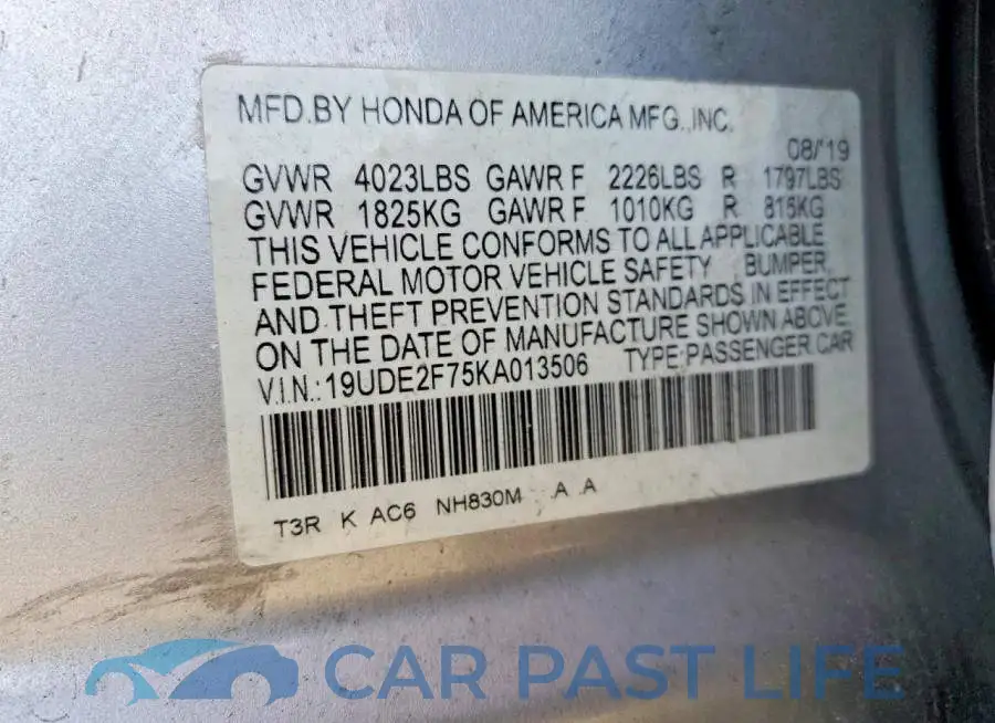 19UDE2F75KA013506# 12