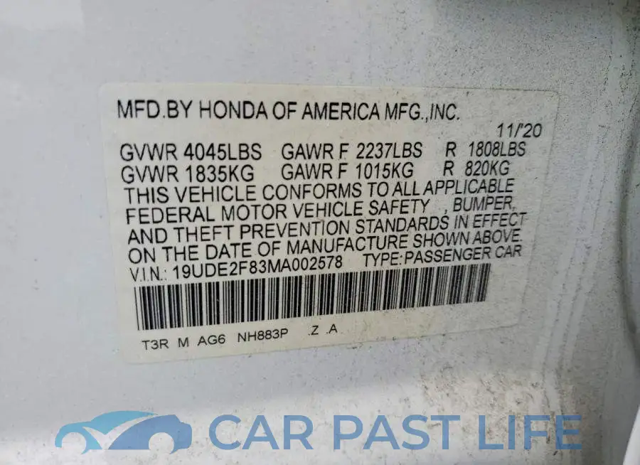19UDE2F83MA002578# 12