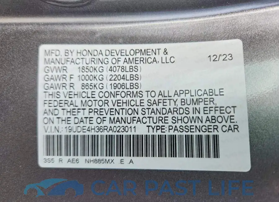19UDE4H36RA023011# 12