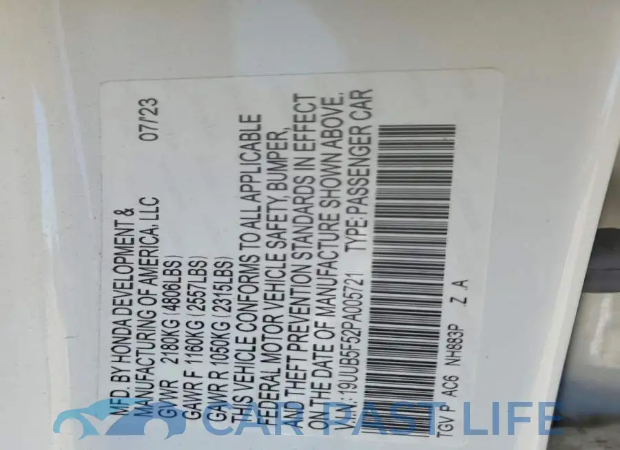 19UUB5F52PA005721# 12