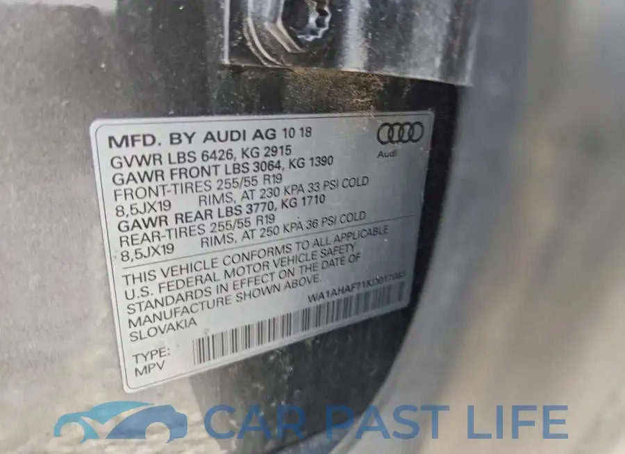 WA1AHAF71KD017063# 13