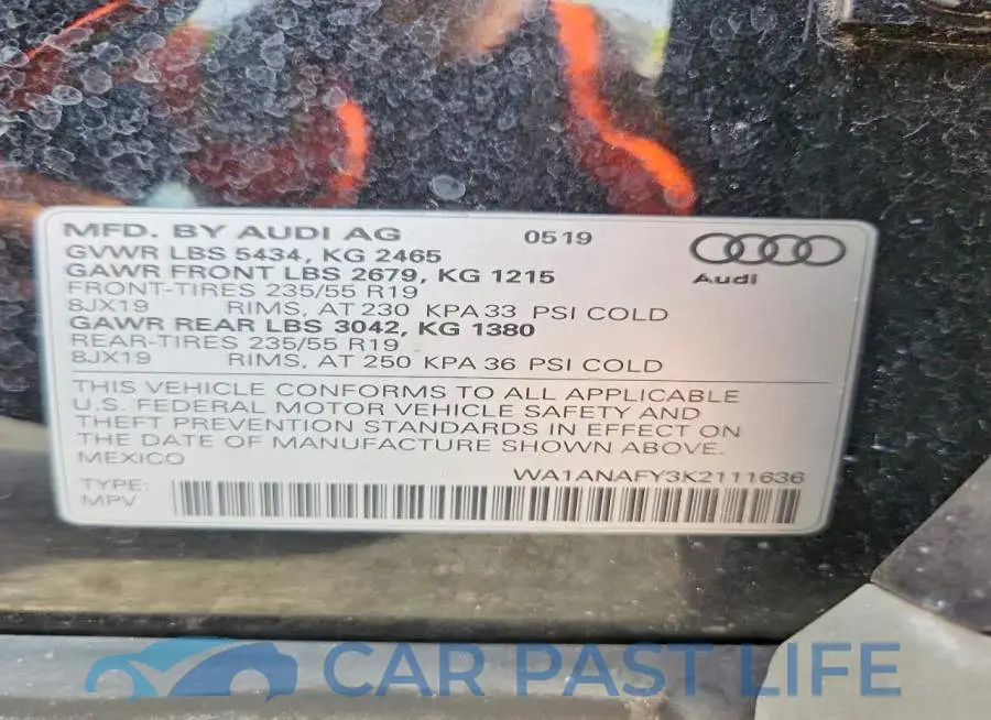 WA1ANAFY3K2111636# 13