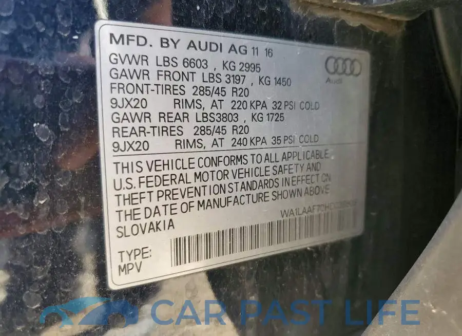 WA1LAAF70HD038508# 13