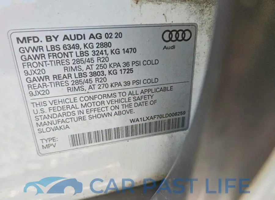 WA1LXAF70LD006259# 13