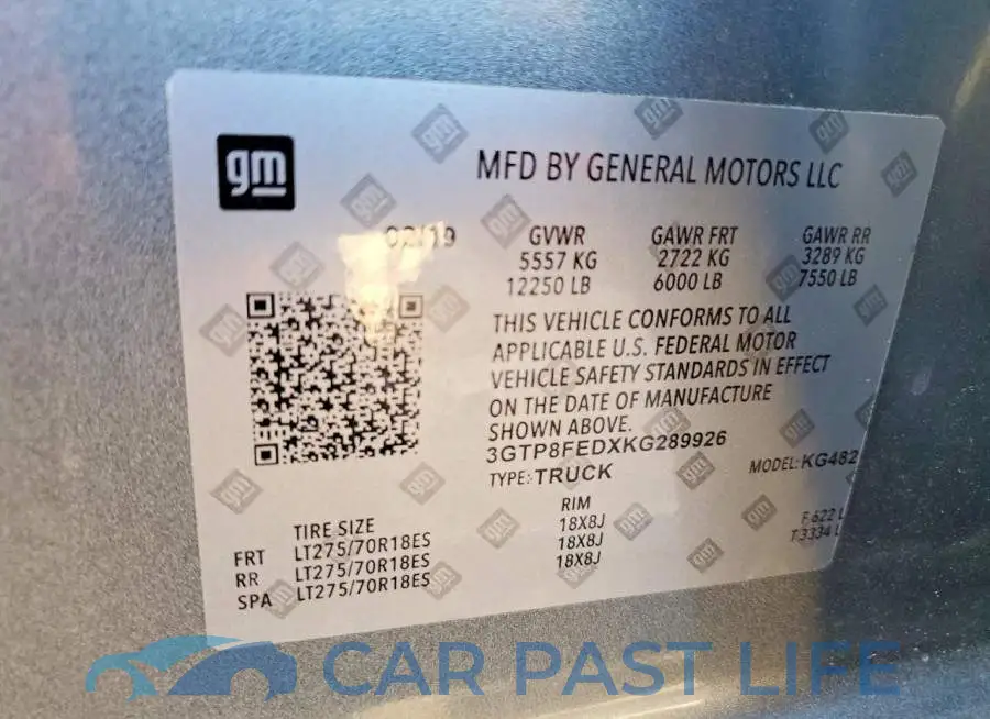 1GTU9FED3KZ416872# 12