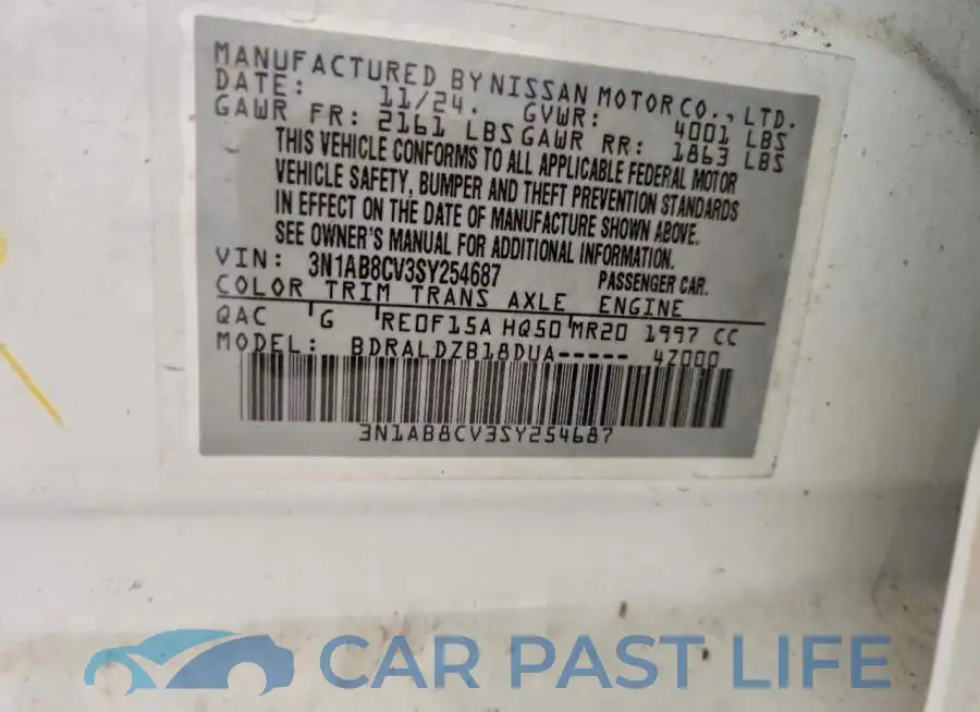 3N1AB8CV3SY254687# 12