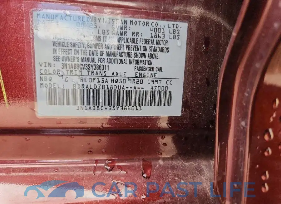 3N1AB8CV3SY386011# 12