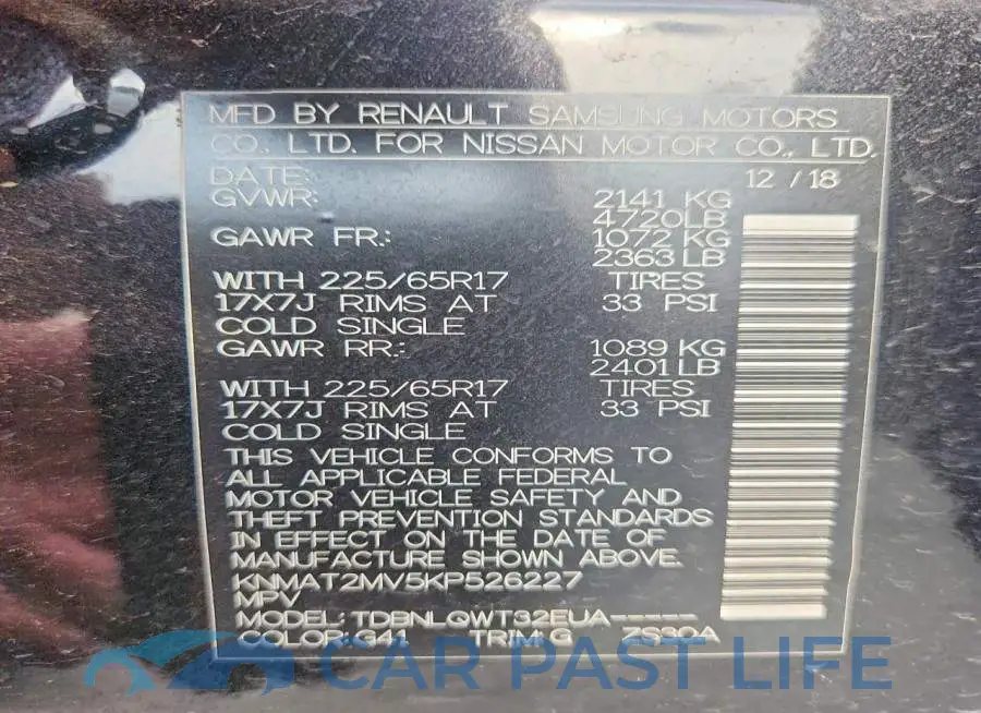 KNMAT2MV5KP526227# 12