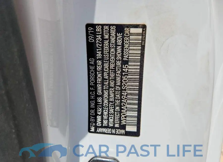 WP0AA2A94LS205145# 12