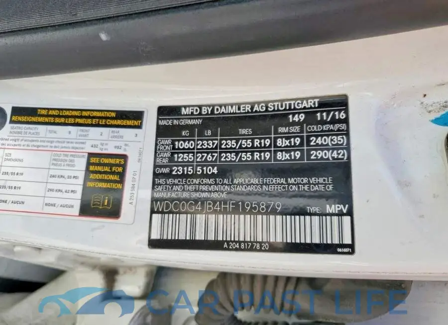 WDC0G4JB4HF195879# 13
