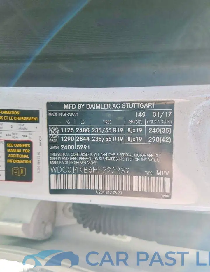 WDC0J4KB6HF222239# 14