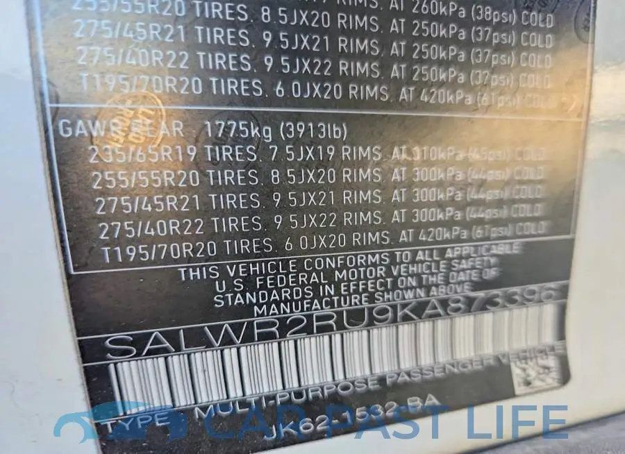 SALWR2RU9KA873396# 12