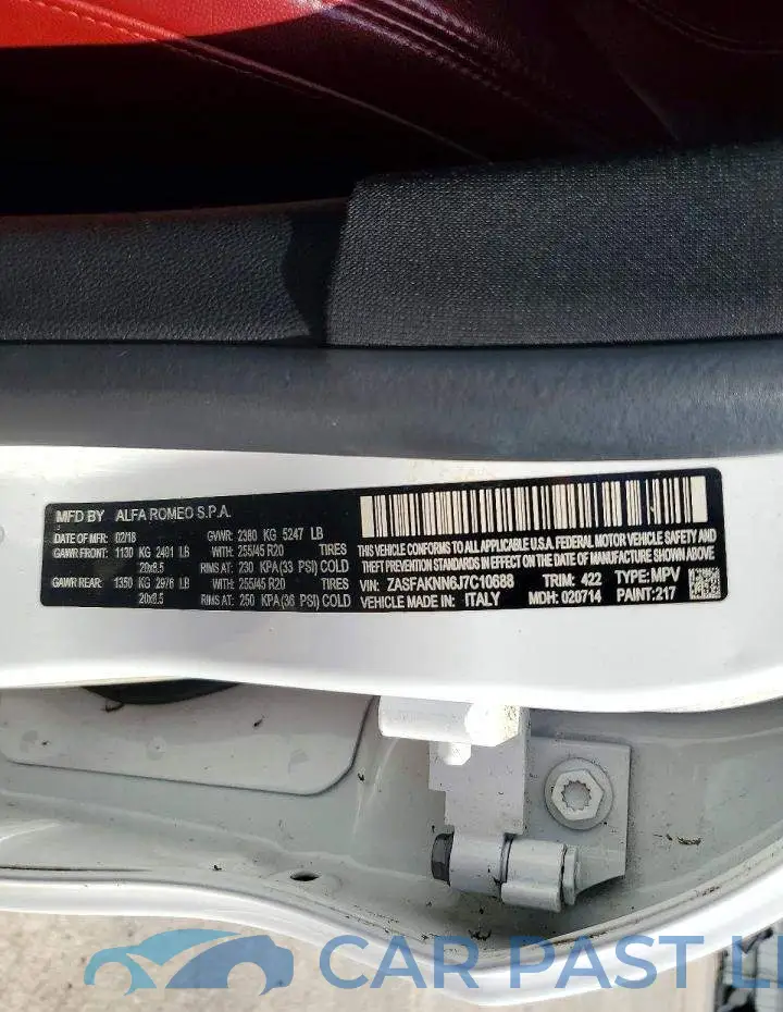 ZASFAKNN6J7C10688# 13