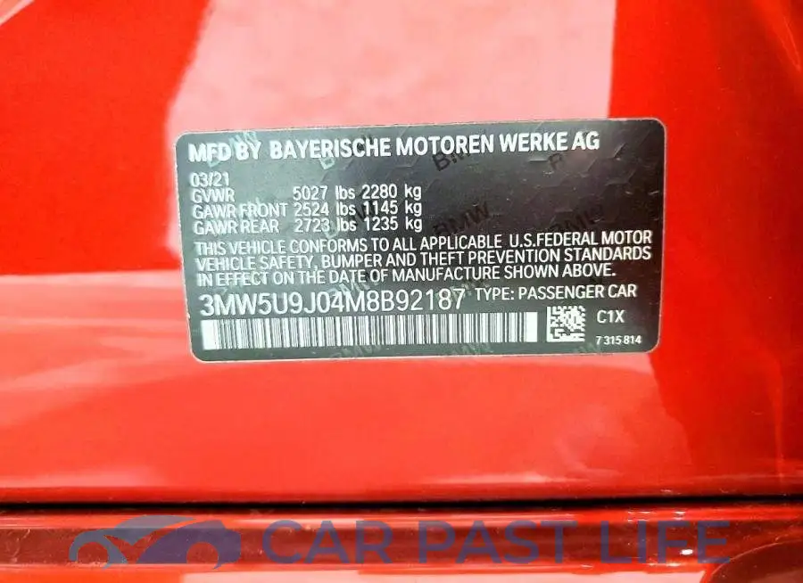 3MW5U9J04M8B92187# 13