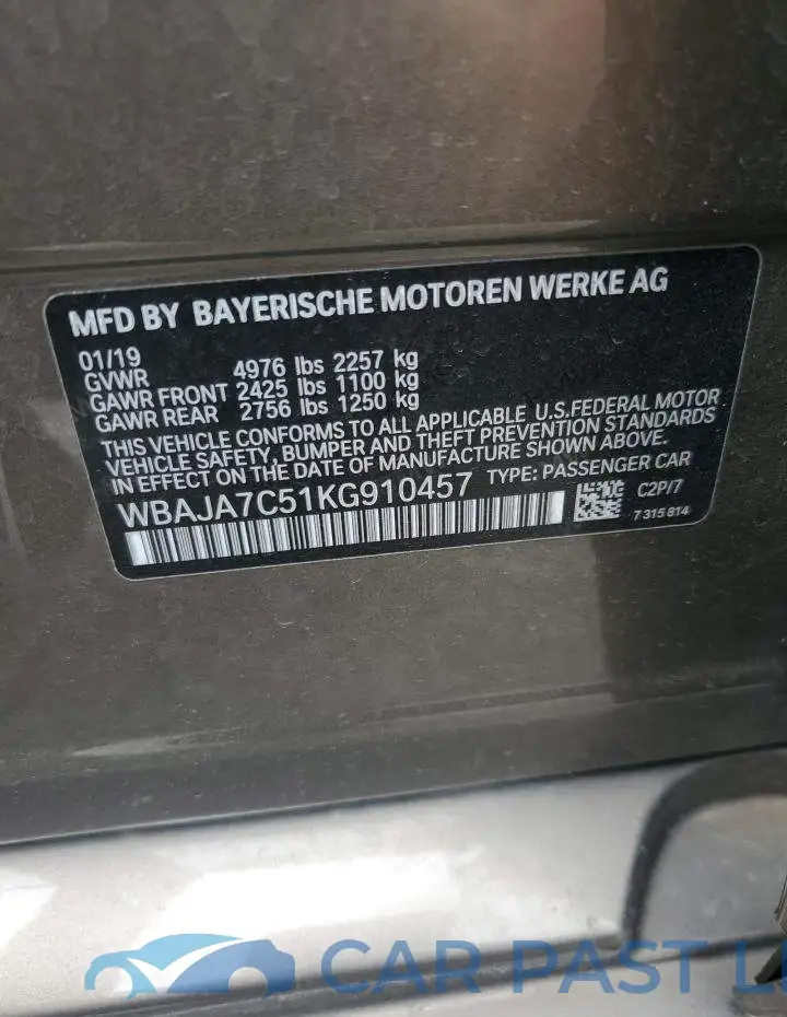 WBAJA7C51KG910457# 12