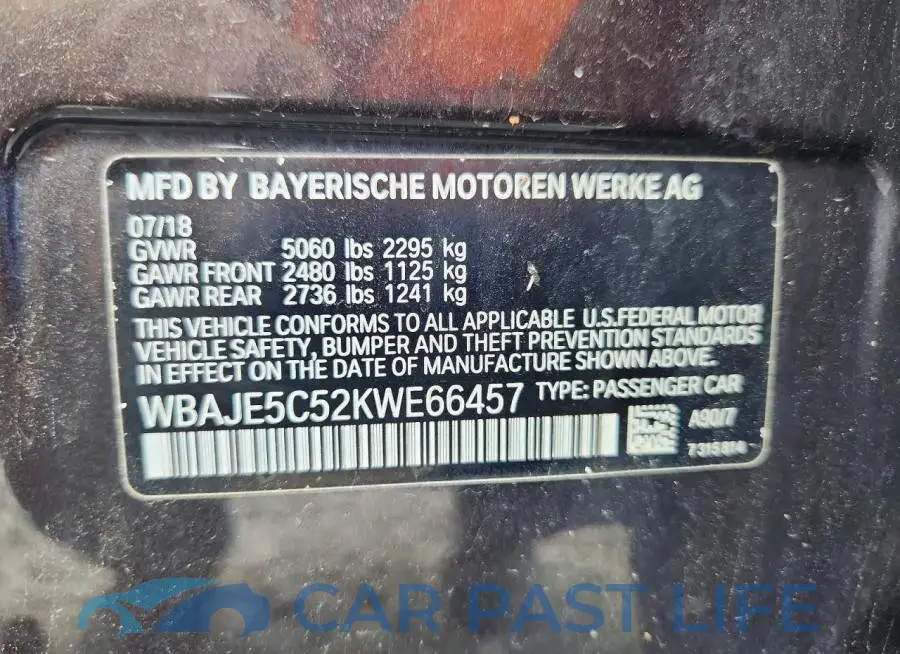 WBAJE5C52KWE66457# 12