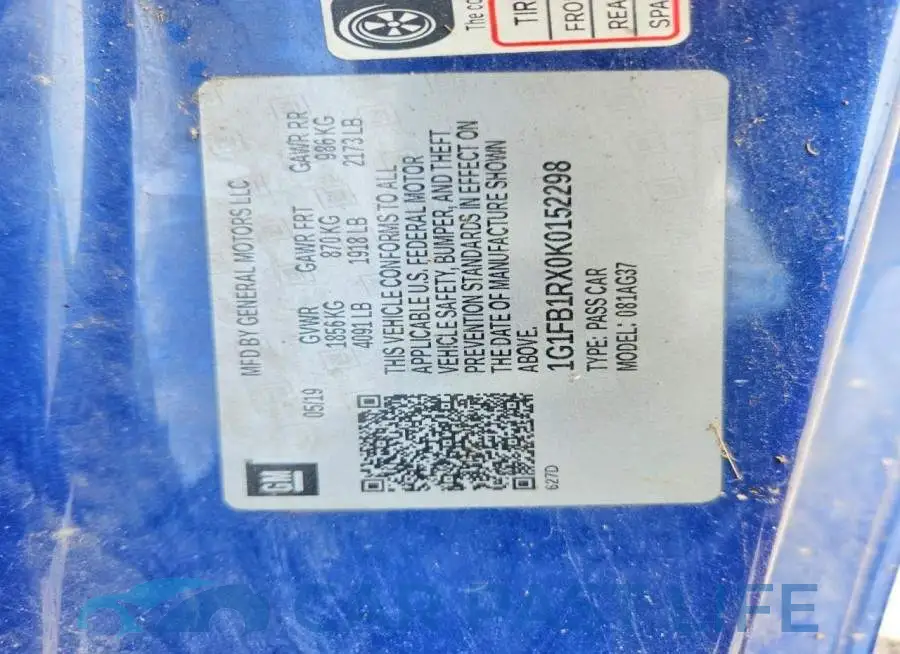 1G1FB1RX0K0152298# 12