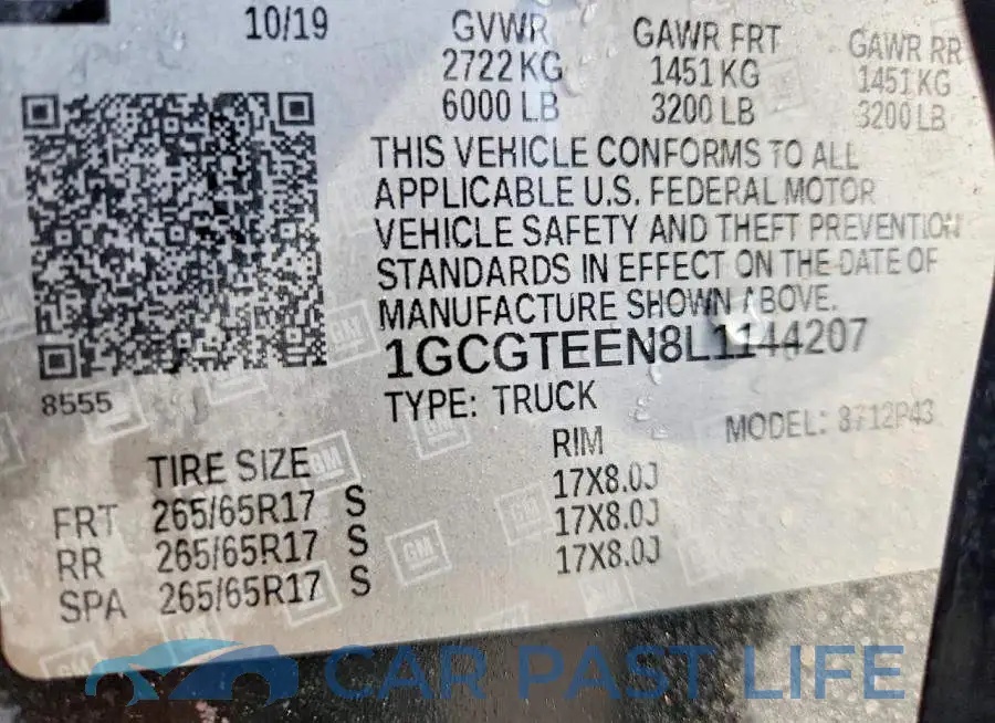 1GCGTEEN8L1144207# 12
