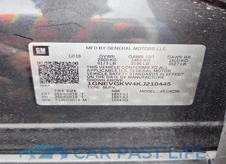 1GNEVGKW4KJ210445# 13