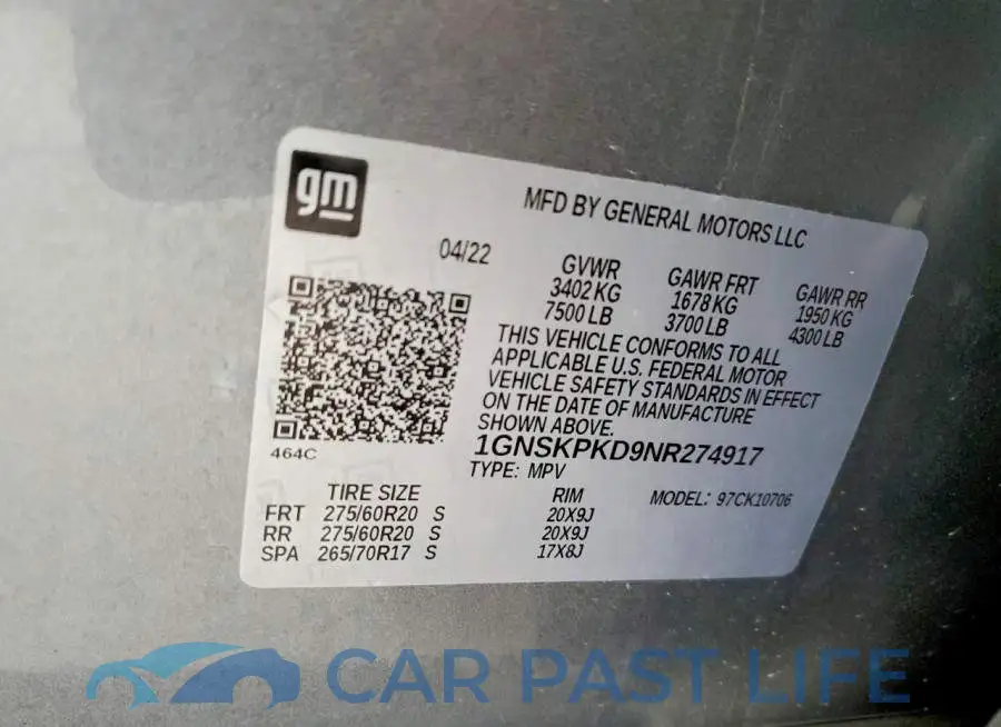 1GNSKPKD9NR274917# 13
