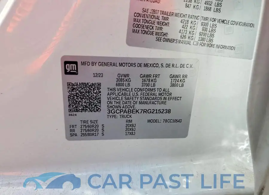 3GCPABEK7RG215238# 13