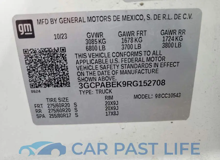3GCPABEK9RG152708# 12