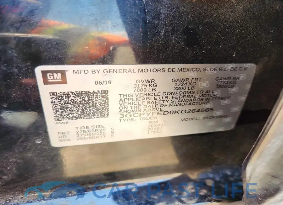 3GCPYFED0KG264565# 12