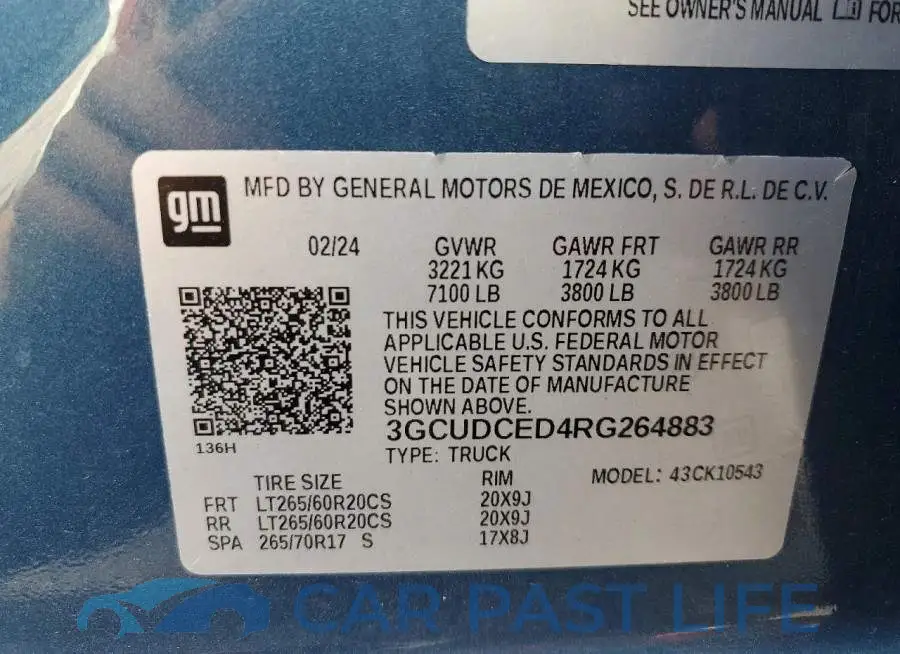 3GCUDCED4RG264883# 12