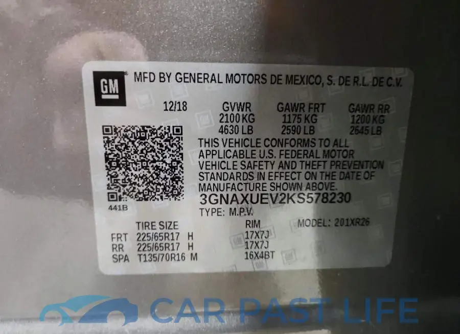 3GNAXUEV2KS578230# 13