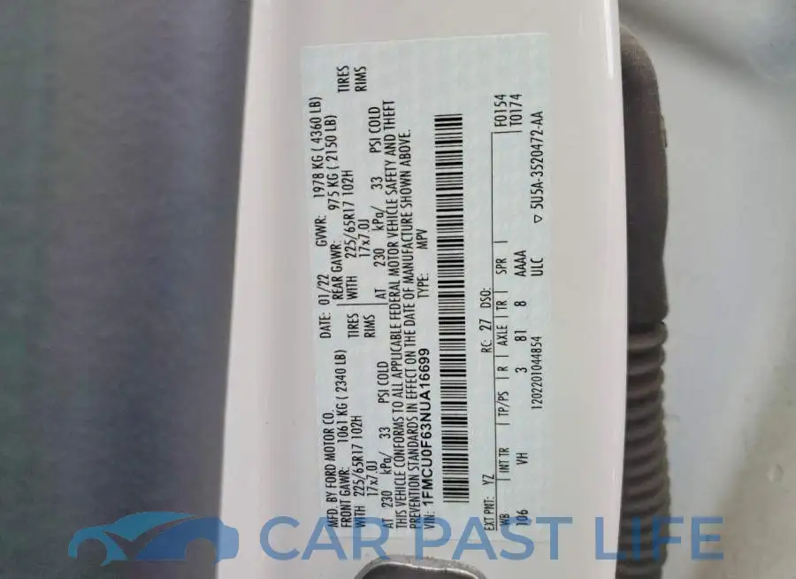 1FMCU0F63NUA16699# 13