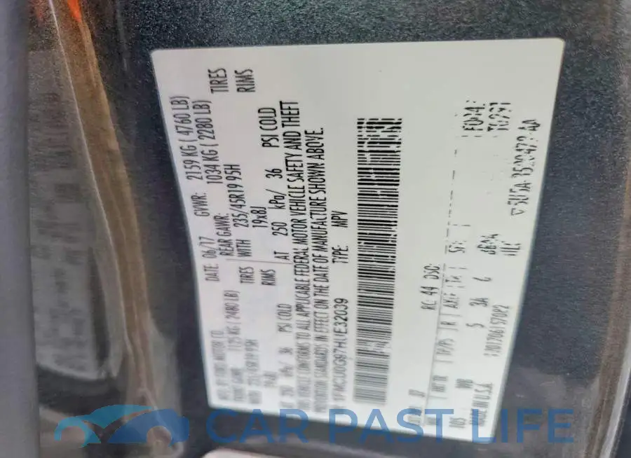 1FMCU0G97HUE32039# 13