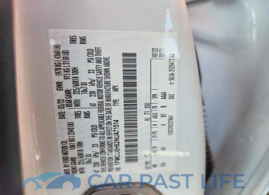 1FMCU0H62NUA71514# 13