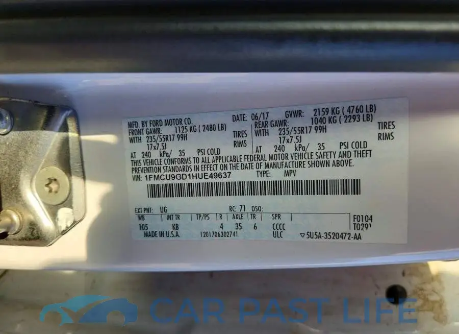 1FMCU9GD1HUE49637# 12