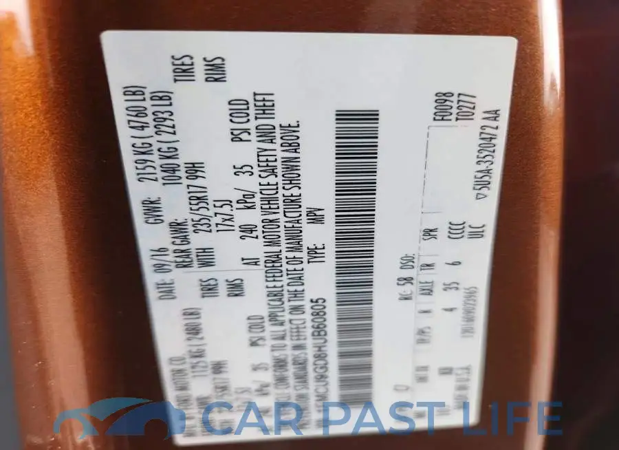 1FMCU9GD8HUB60805# 13