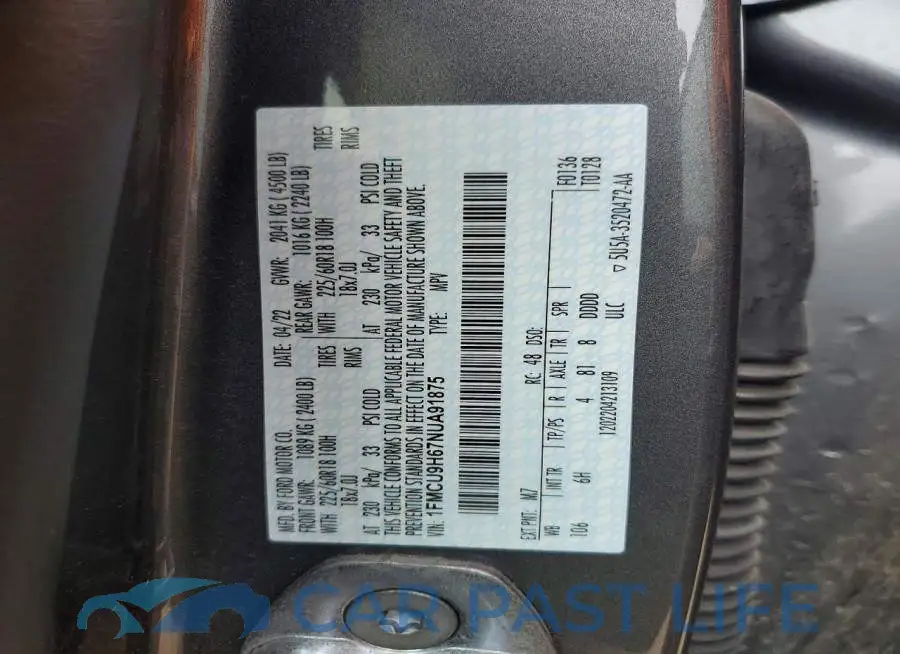 1FMCU9H67NUA91875# 13