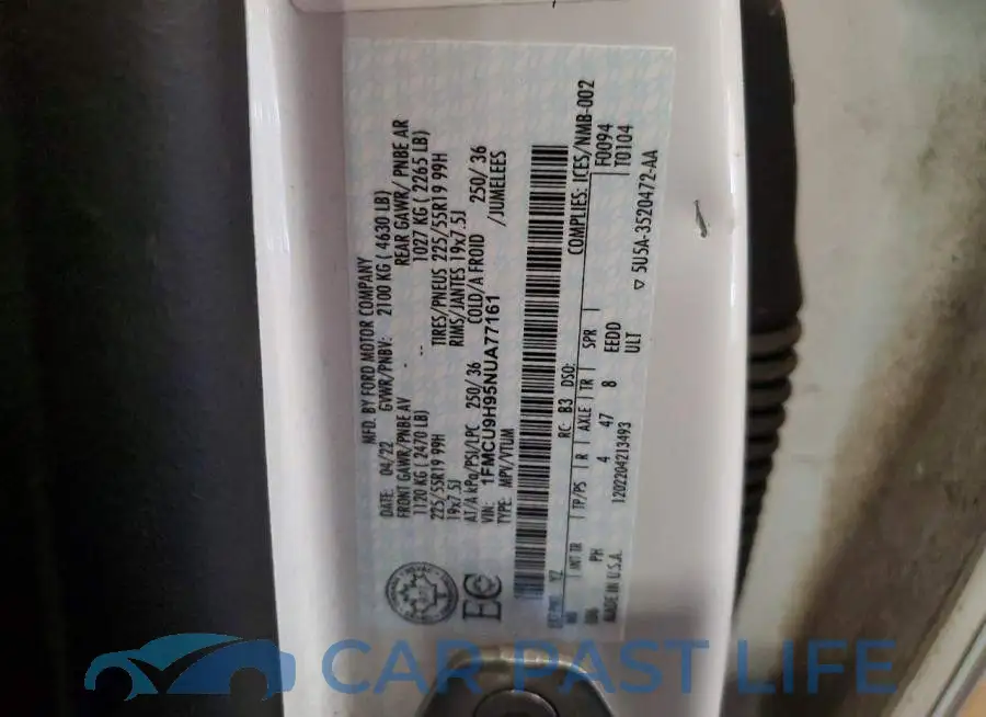 1FMCU9H95NUA77161# 12