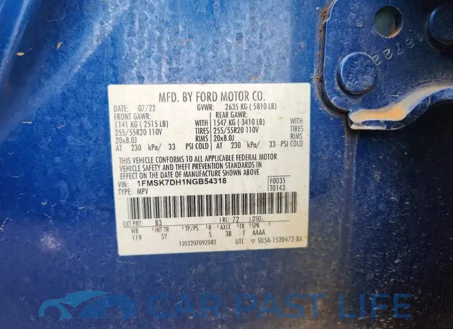 1FMSK7DH1NGB54318# 12