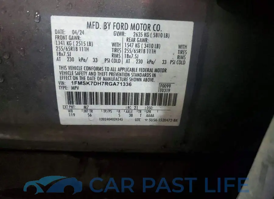 1FMSK7DH7RGA71336# 12
