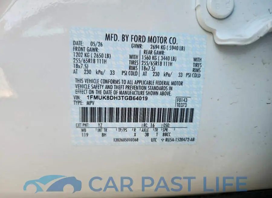 1FMUK8DH3TGB64019# 13
