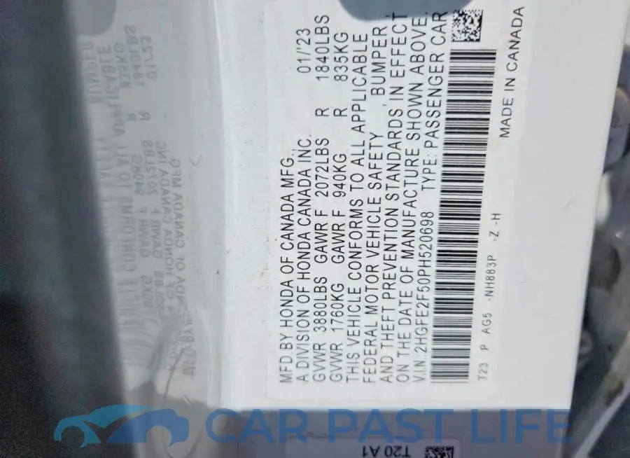 2HGFE2F50PH520698# 12