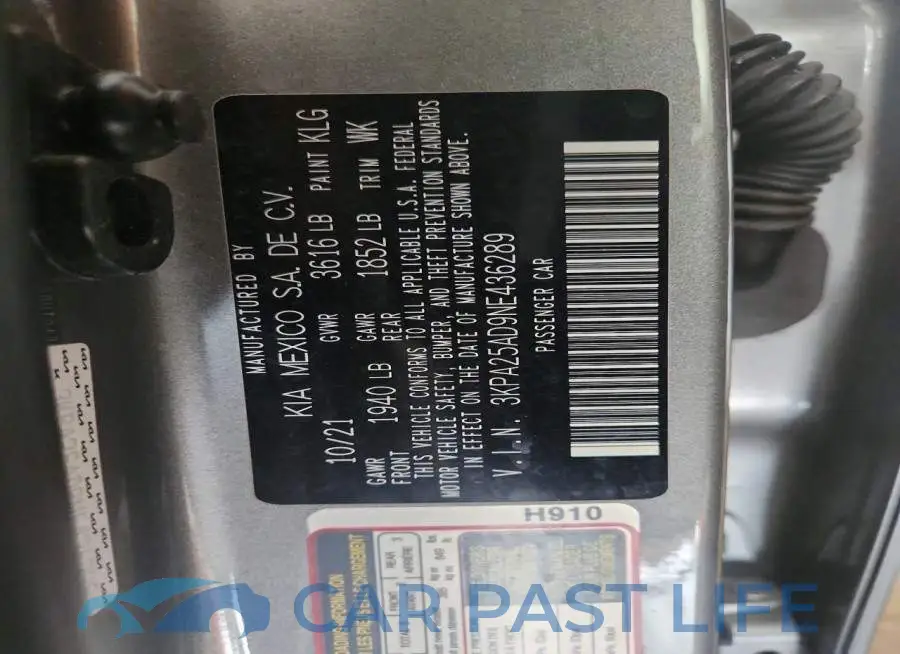 3KPA25AD9NE436289# 13
