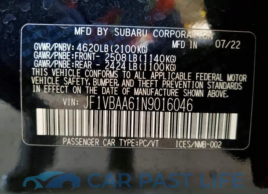 JF1VBAA61N9016046# 13
